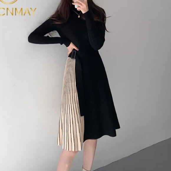 EUC Dalia MacPhee Colorblock Ribbed Sweater Midi Dress Size XL - Picture 2 of 10